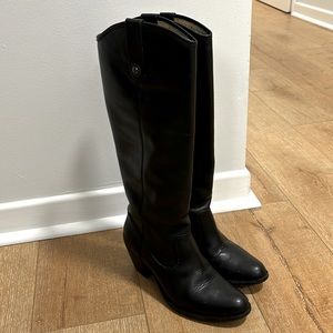 Frye knee high black leather boot
